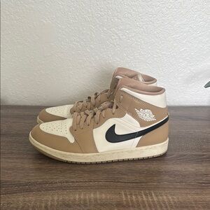 Nike Air Jordan Mid Sneakers in Tan and Cream